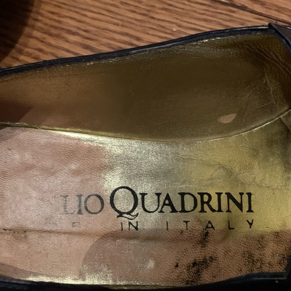 BASILIO QUADRINI | 7.5 | navy blue soft leather upper & soles, gold chain detail - Picture 4 of 5